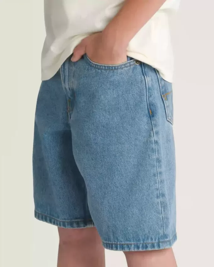 Baggy-Jeansshorts mit Karomuster für Kinder