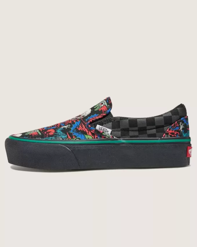 Customs Klassischer Slip-On-Plateau-Halloween-Schuh