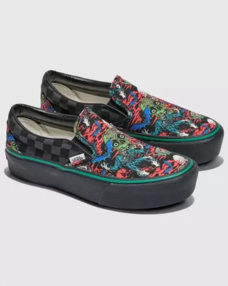 Customs Klassischer Slip-On-Plateau-Halloween-Schuh