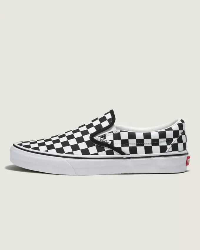 Customs Klassischer Slip-On-Schachbrett-Schuh in weiter Passform