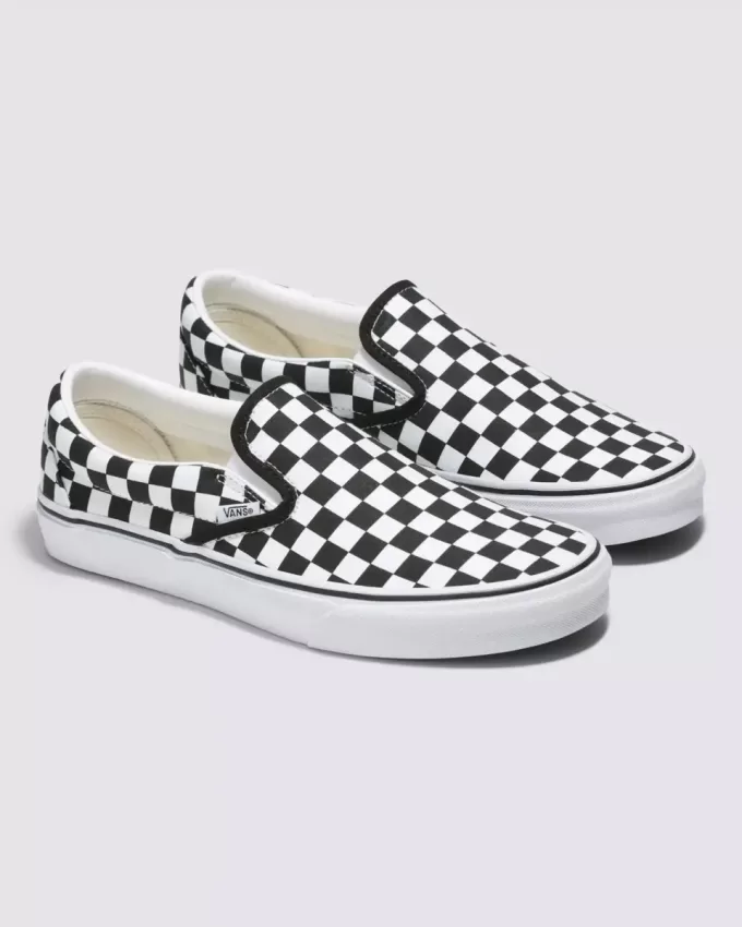 Customs Klassischer Slip-On-Schachbrett-Schuh in weiter Passform