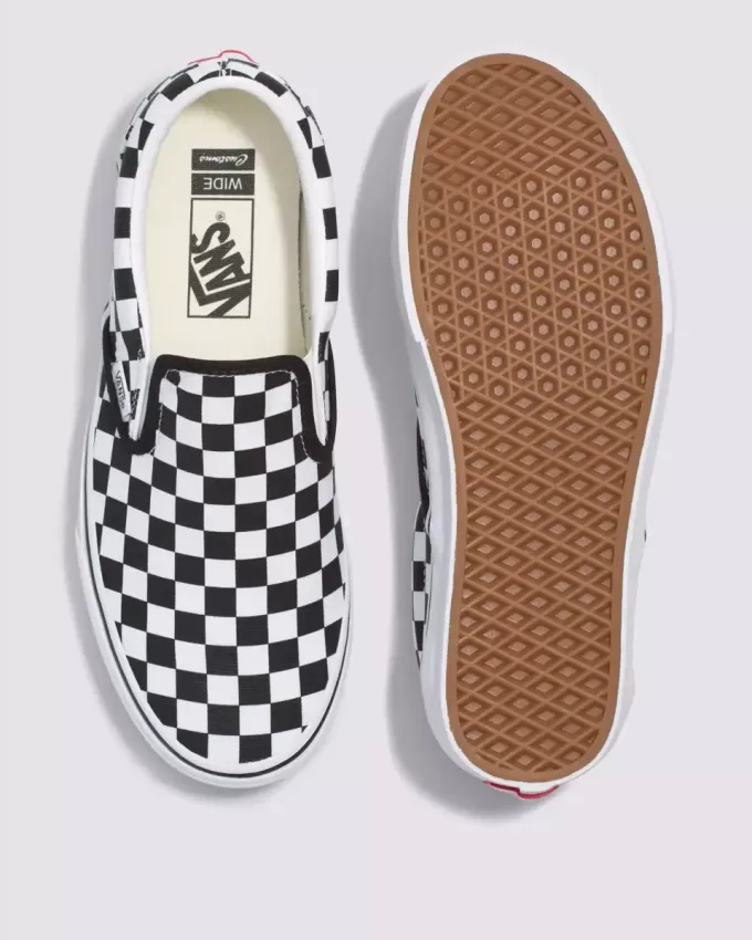 Customs Klassischer Slip-On-Schachbrett-Schuh in weiter Passform