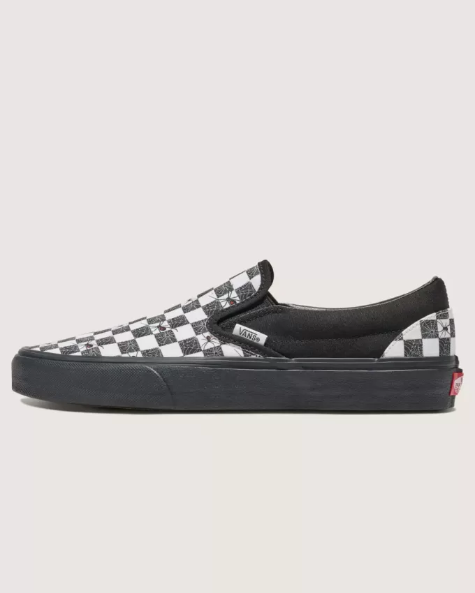 Customs Klassischer Slip-On-Schuh mit Halloween-Schachbrettmuster