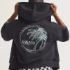 Dual Palm Retro-Kapuzenpullover mit Reißverschluss