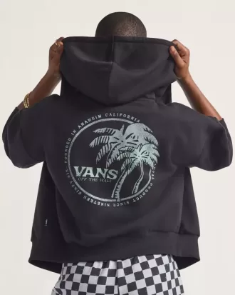 Dual Palm Retro-Kapuzenpullover mit Reißverschluss