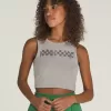 Figurbetontes Crop-Tanktop mit Schachbrettmuster