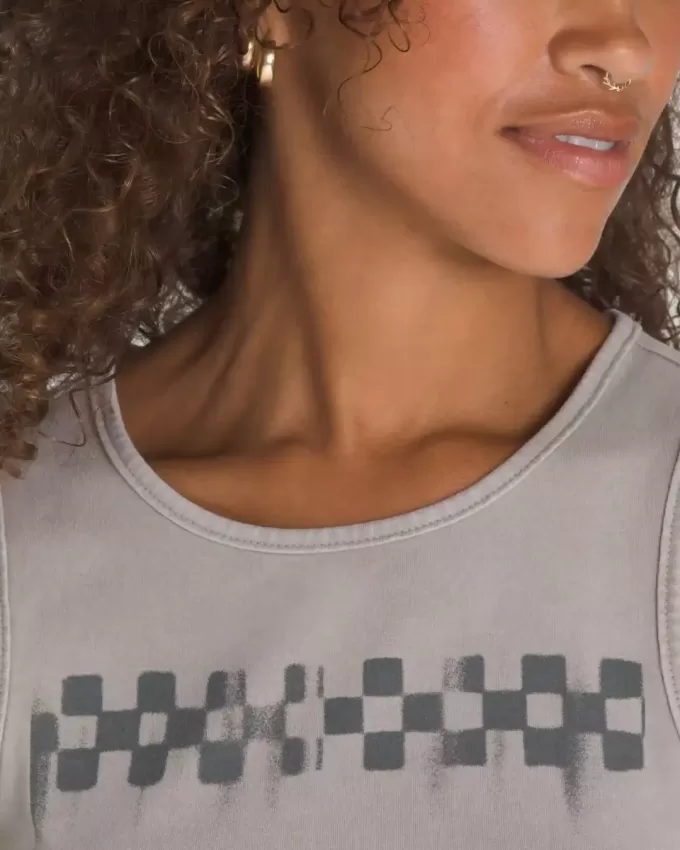 Figurbetontes Crop-Tanktop mit Schachbrettmuster