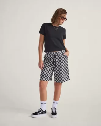 Fleece-Shorts mit Schachbrettmuster