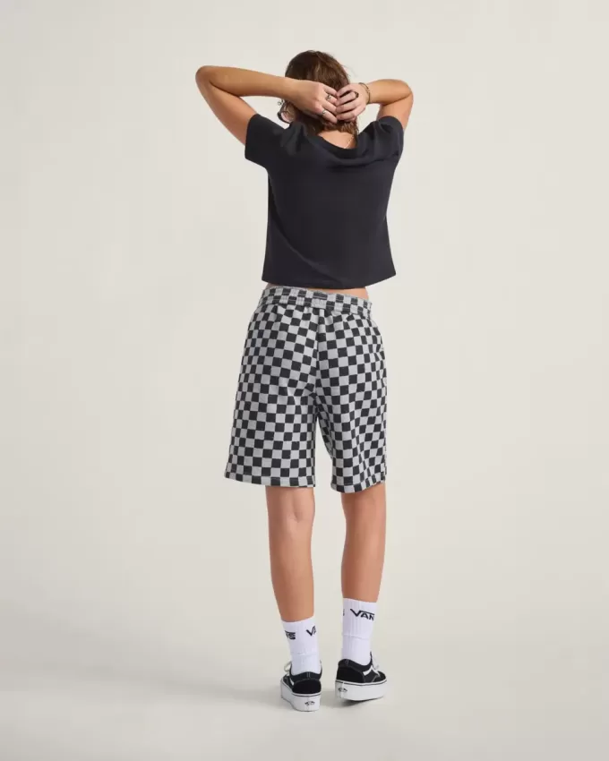 Fleece-Shorts mit Schachbrettmuster