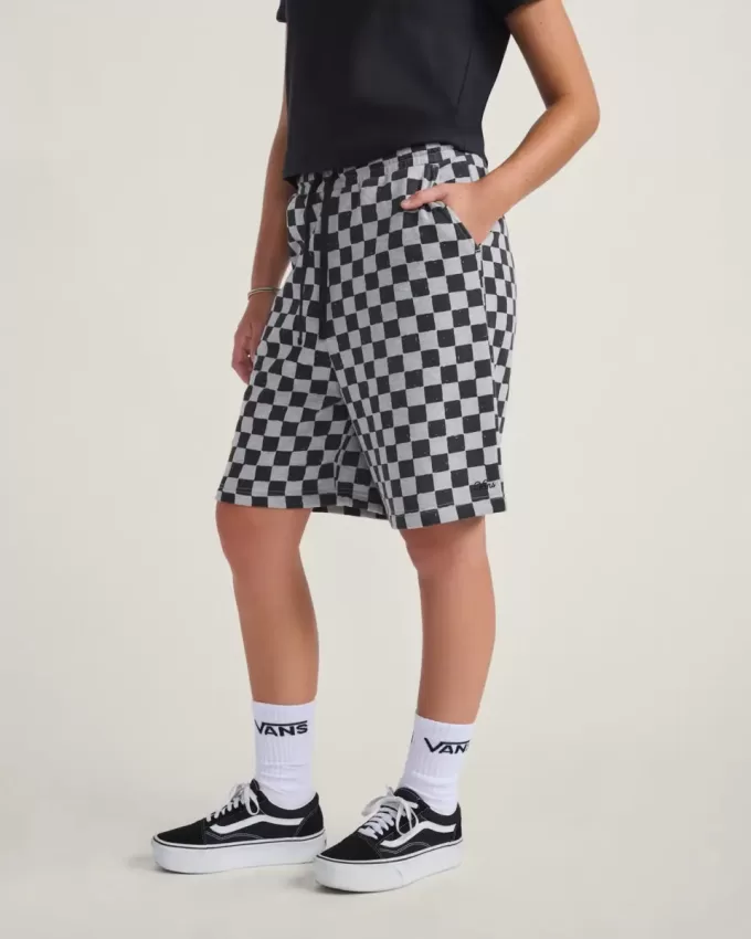 Fleece-Shorts mit Schachbrettmuster