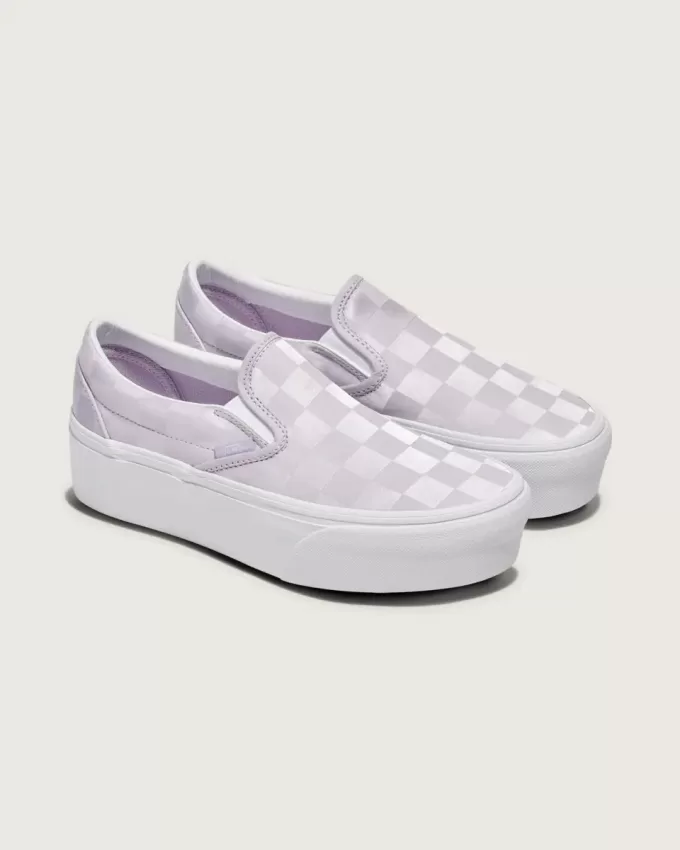 Klassischer Slip-On Stackform Checkerboard-Schuh