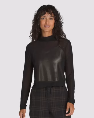 Langärmliges Oberteil aus Mesh-Satin