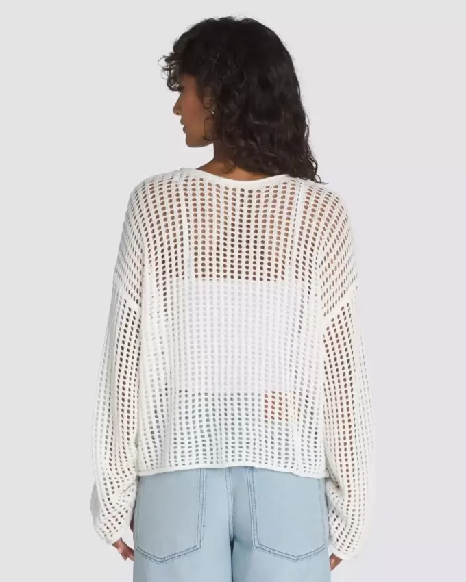 Mila – Kurzer Rundhalspullover mit offenem Strickmuster