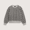Retro-Sweatshirt mit Schachbrettmuster und Rundhalsausschnitt