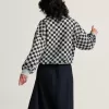 Retro-Sweatshirt mit Schachbrettmuster und Rundhalsausschnitt