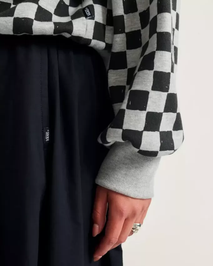 Retro-Sweatshirt mit Schachbrettmuster und Rundhalsausschnitt